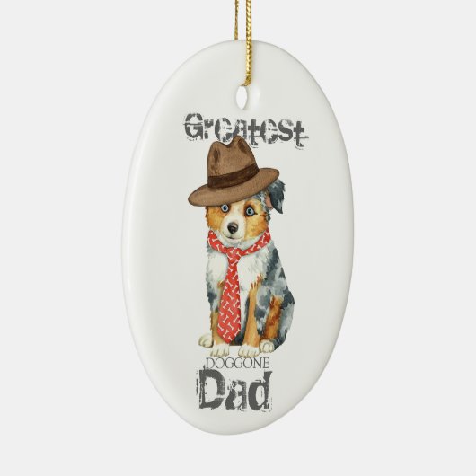 Mini American Shepherd Dad Ceramic Ornament (Rechts)