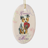 Mini American Shepherd Heart Mam Ceramic Ornament (Rechts)