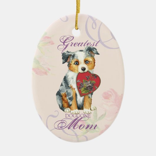 Mini American Shepherd Heart Mam Ceramic Ornament (Voorkant)