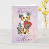 Mini American Shepherd Heart Mam Kaart (Gele Bloem)