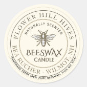 Mini Apiary Heraldic Bee Bijenwas Kaars Label (Voorkant)