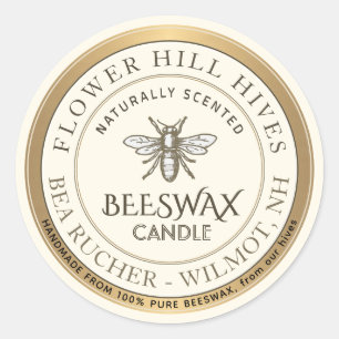 Mini Apiary Heraldic Bee Bijenwas Kaars Label