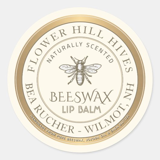 Mini Apiary Heraldic Bee Lip Balm of Candle Label (Voorkant)