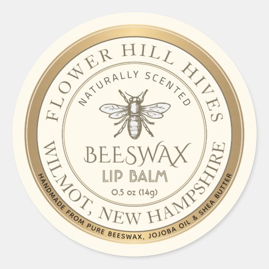 Mini Apiary Heraldic Bee Lip Balm of Candle Label (Voorkant)