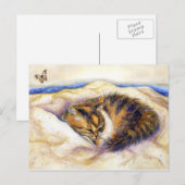 Mini Art Calico Cat Slaapend Briefkaart (Voorkant / Achterkant)
