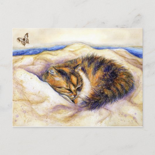 Mini Art Calico Cat Slaapend Briefkaart (Voorkant)