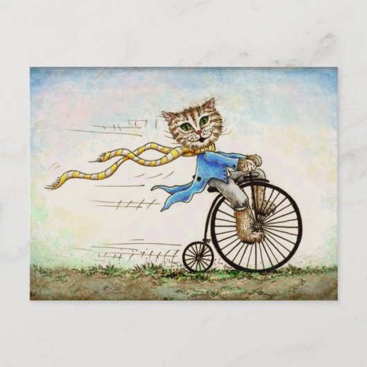 Mini Art Cat Bicycle OldFashioned Briefkaart (Voorkant)