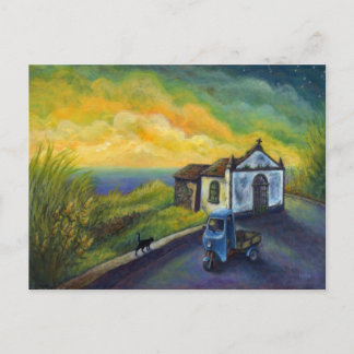 Mini Art Cat Fantasy Gele Hemel Fauve Ocean Stars Briefkaart