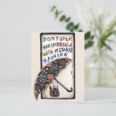 Mini Art Cat Umbrella Quote Briefkaart (Staand voorkant)