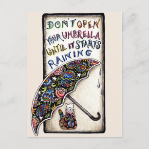 Mini Art Cat Umbrella Quote Briefkaart