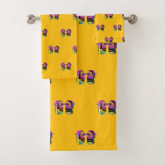 Mini Art Deco gespiegelde bril ontwerp geel Bad Handdoek (Insitu)