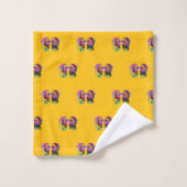 Mini Art Deco gespiegelde bril ontwerp geel Bad Handdoek (Wasdoekje)