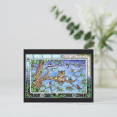 Mini Art Owl Birds Tree Quote Briefkaart (Staand voorkant)