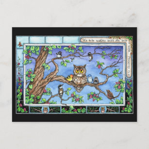 Mini Art Owl Birds Tree Quote Briefkaart