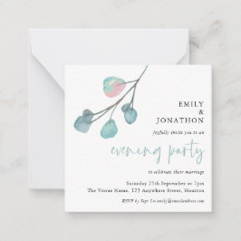 MINI Artsy Eucalyptus Wedding Evening Party nodigt Notitiekaartje
