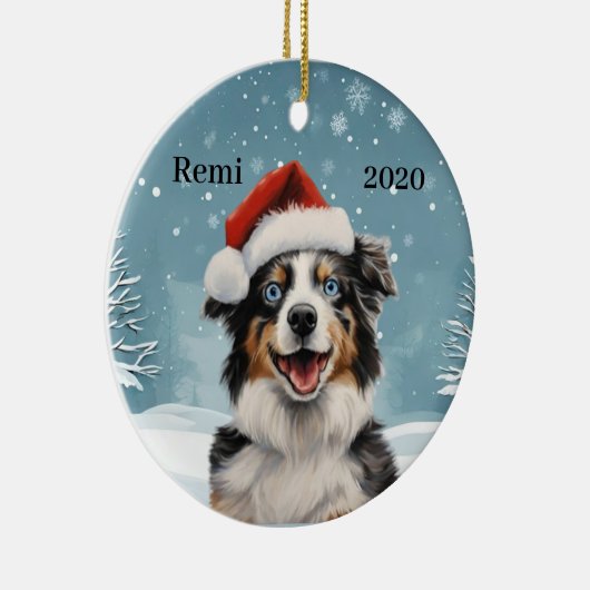 Mini Aussie 2 Keramisch Ornament (Rechts)