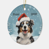 Mini Aussie 2 Keramisch Ornament (Links)