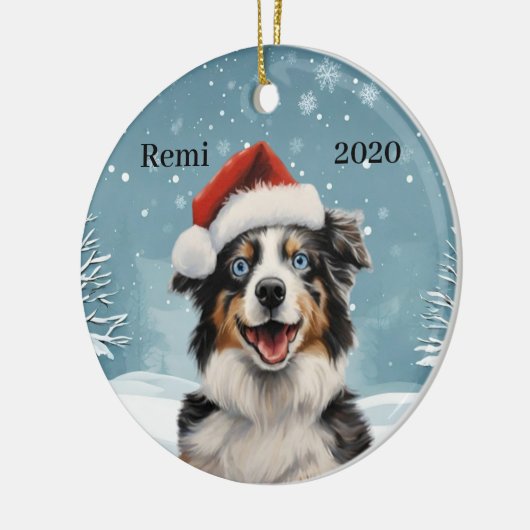Mini Aussie 2 Keramisch Ornament (Links)