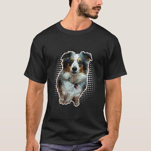 Mini Aussie Australian Shepherd Cute Dog T-shirt (Voorkant)