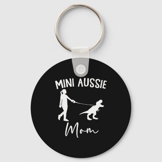 Mini Aussie Moeder Australian Shepherd Hond Dinosa Sleutelhanger (Voorkant)