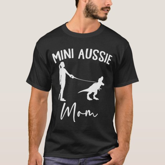 Mini Aussie Moeder Australian Shepherd Hond Dinosa T-shirt (Voorkant)