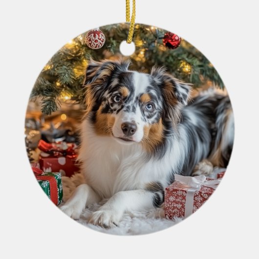 Mini Australian Shepherd Keramisch Ornament (Voorkant)