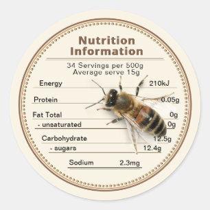 Mini Australië Honey Nutrition Informatie label