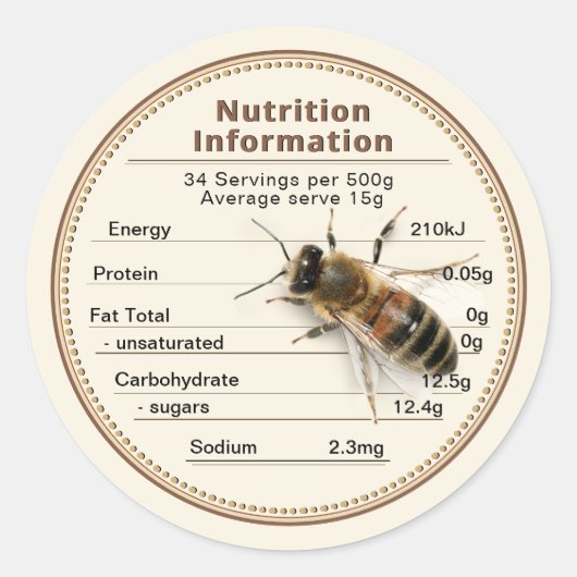 Mini Australië Honey Nutrition Informatie label (Voorkant)