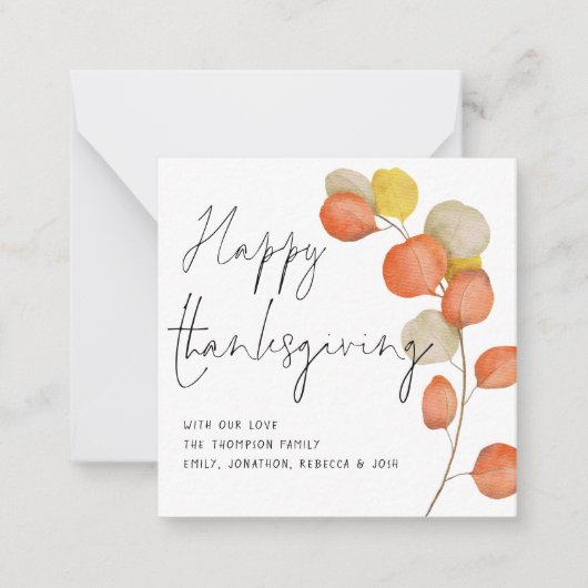 MINI Autumn Leaves Script Happy Thanksgiving Card Notitiekaartje (Voorkant)