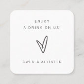 Mini Bar Gratis Drink Ticket Wedding Kaart Token (Achterkant)