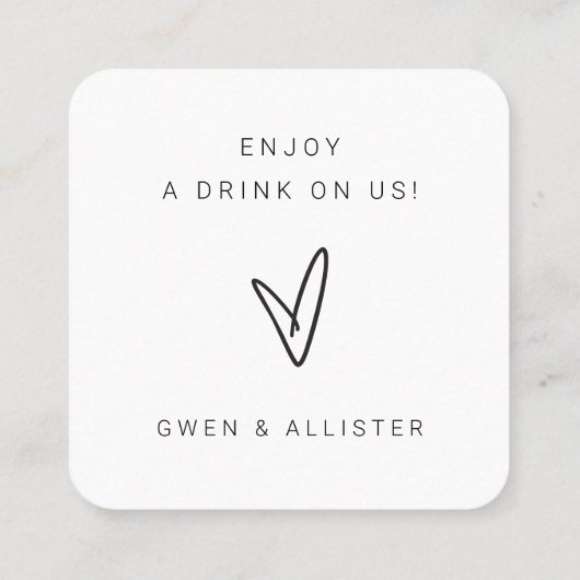 Mini Bar Gratis Drink Ticket Wedding Kaart Token (Achterkant)