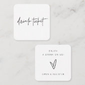 Mini Bar Gratis Drink Ticket Wedding Kaart Token (Voorkant / Achterkant)