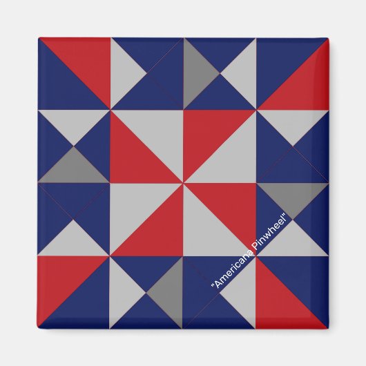 Mini Barn Quilt Americana Pinrad Magneet (Voorkant)