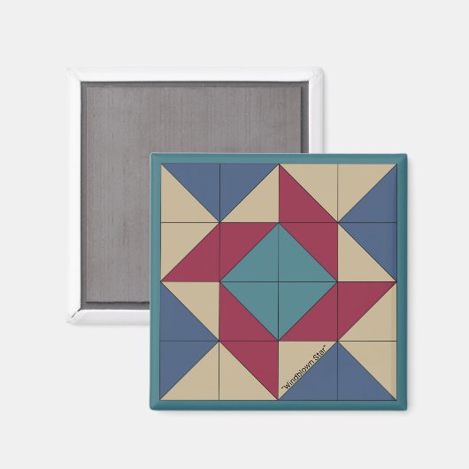 Mini Barn Quilt Americana Pinwheels Magnet (Voorkant / Achterkant)