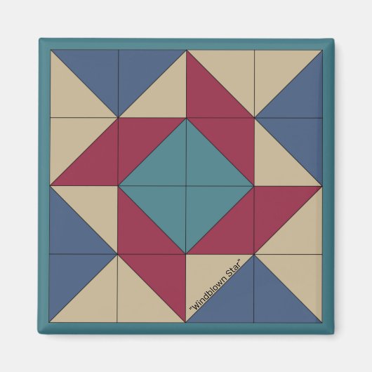 Mini Barn Quilt Americana Pinwheels Magnet (Voorkant)