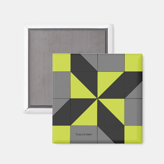 Mini Barn Quilt Block "Clay's Choice" Magnet (Voorkant / Achterkant)