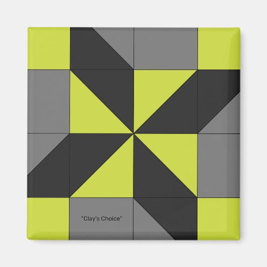 Mini Barn Quilt Block "Clay's Choice" Magnet (Voorkant)