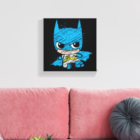 Mini Batman Sketch Canvas Afdruk (Insitu (Woonkamer))
