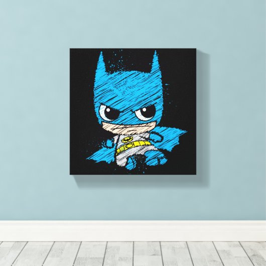 Mini Batman Sketch Canvas Afdruk (Insitu (Houten vloer))