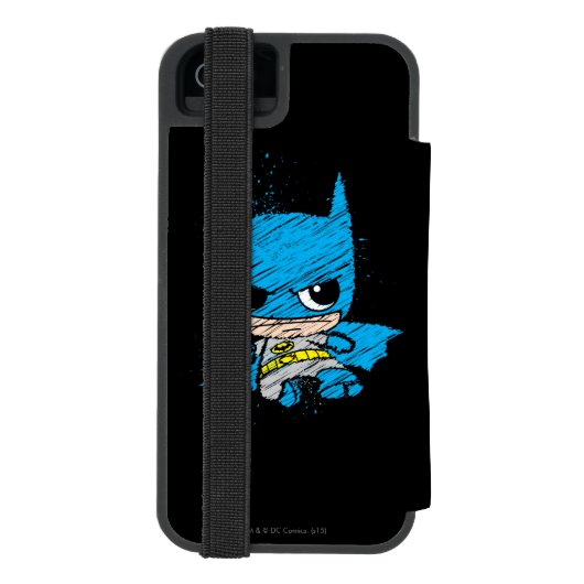 Mini Batman Sketch Incipio iPhone Portemonnee Hoesje (Agenda Achterkant)