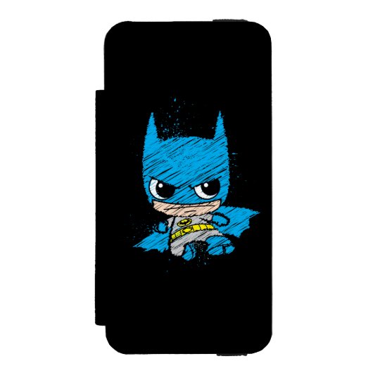 Mini Batman Sketch Incipio iPhone Portemonnee Hoesje (Voorkant Agenda)