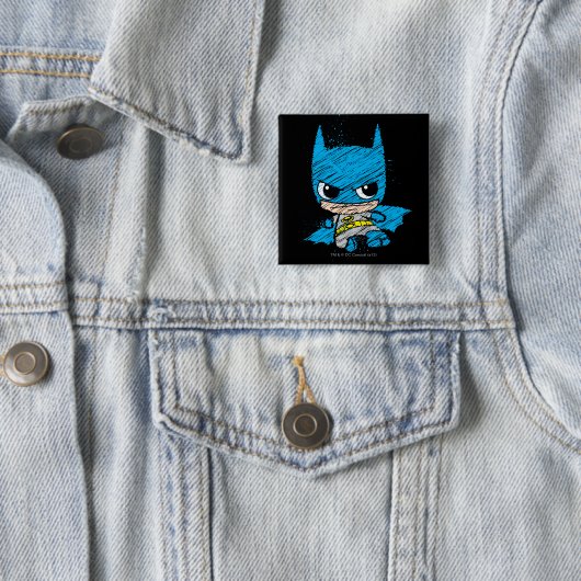 Mini Batman Sketch Vierkante Button 5,1 Cm (In situ)