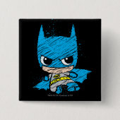 Mini Batman Sketch Vierkante Button 5,1 Cm (Voorkant)