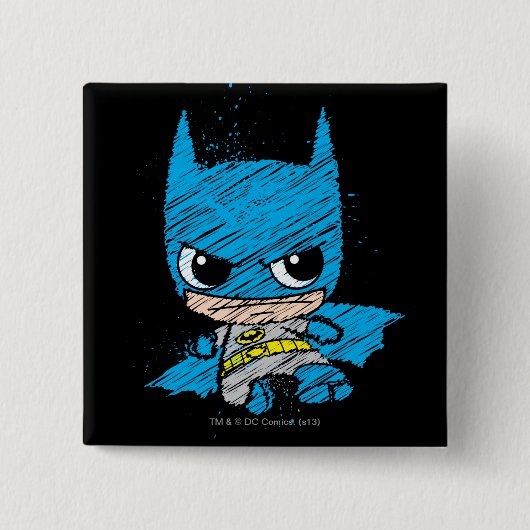 Mini Batman Sketch Vierkante Button 5,1 Cm (Voorkant)