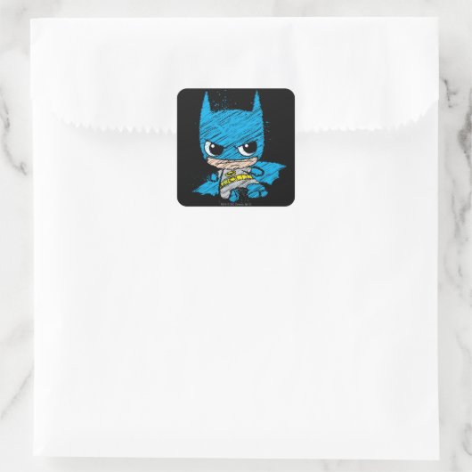Mini Batman Sketch Vierkante Sticker (Tas)