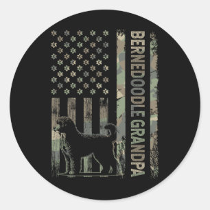 Mini Bernedoodle Opa Camo Verenigde Staten Vlag Va Ronde Sticker
