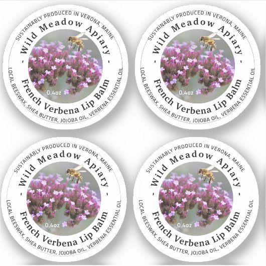 Mini bijenwas lippenbalsem deksel label Frans Verb (Voorkant)