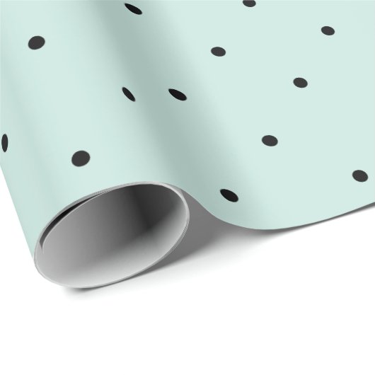 Mini Black Polka Dots Pattern & Mint Green Wedding Cadeaupapier (Rol Hoek)