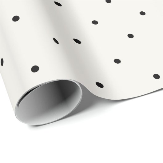 Mini Black Polka Pit Pattern op Vanilla Wedding Cadeaupapier (Rol Hoek)