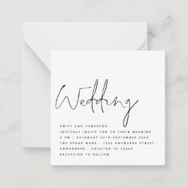 MINI Black White Handwriting Script Weddenschappen Notitiekaartje